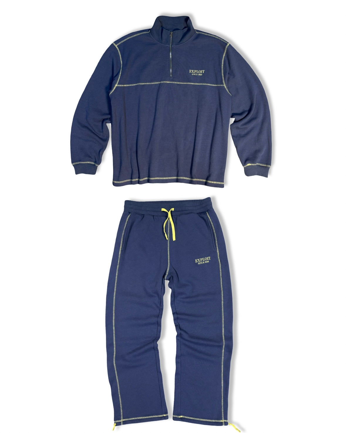 Blue Waffle Knit Pants