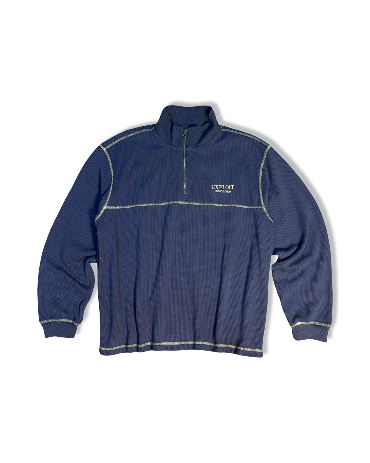 Blue Waffle Knit Quarterzip – EXPLOITCO