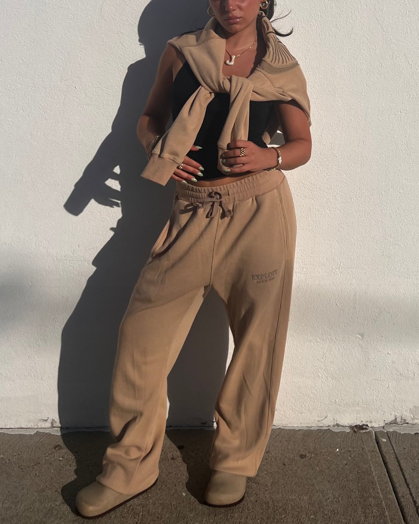 Tan Waffle Knit Pants