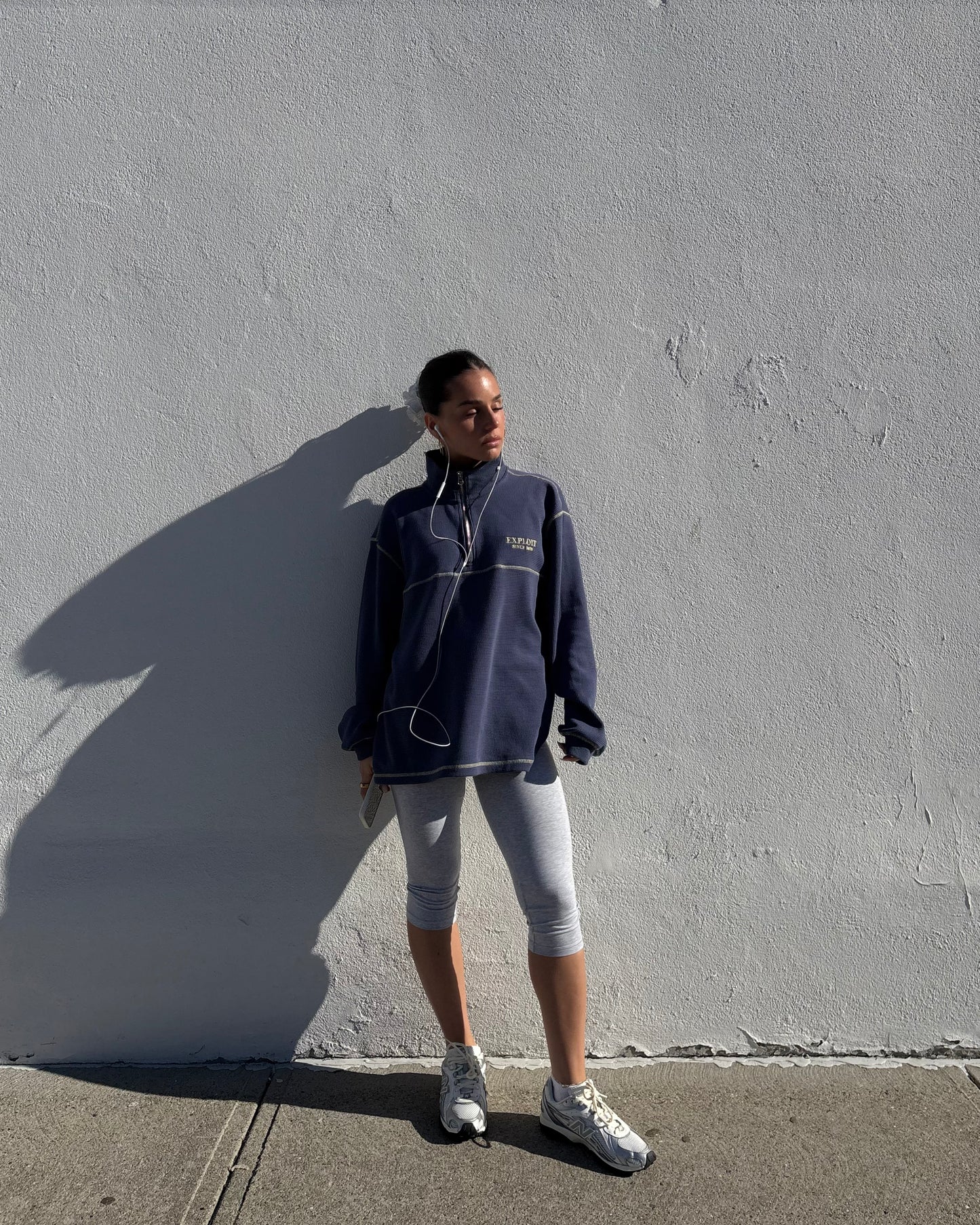 Blue Waffle Knit Quarterzip