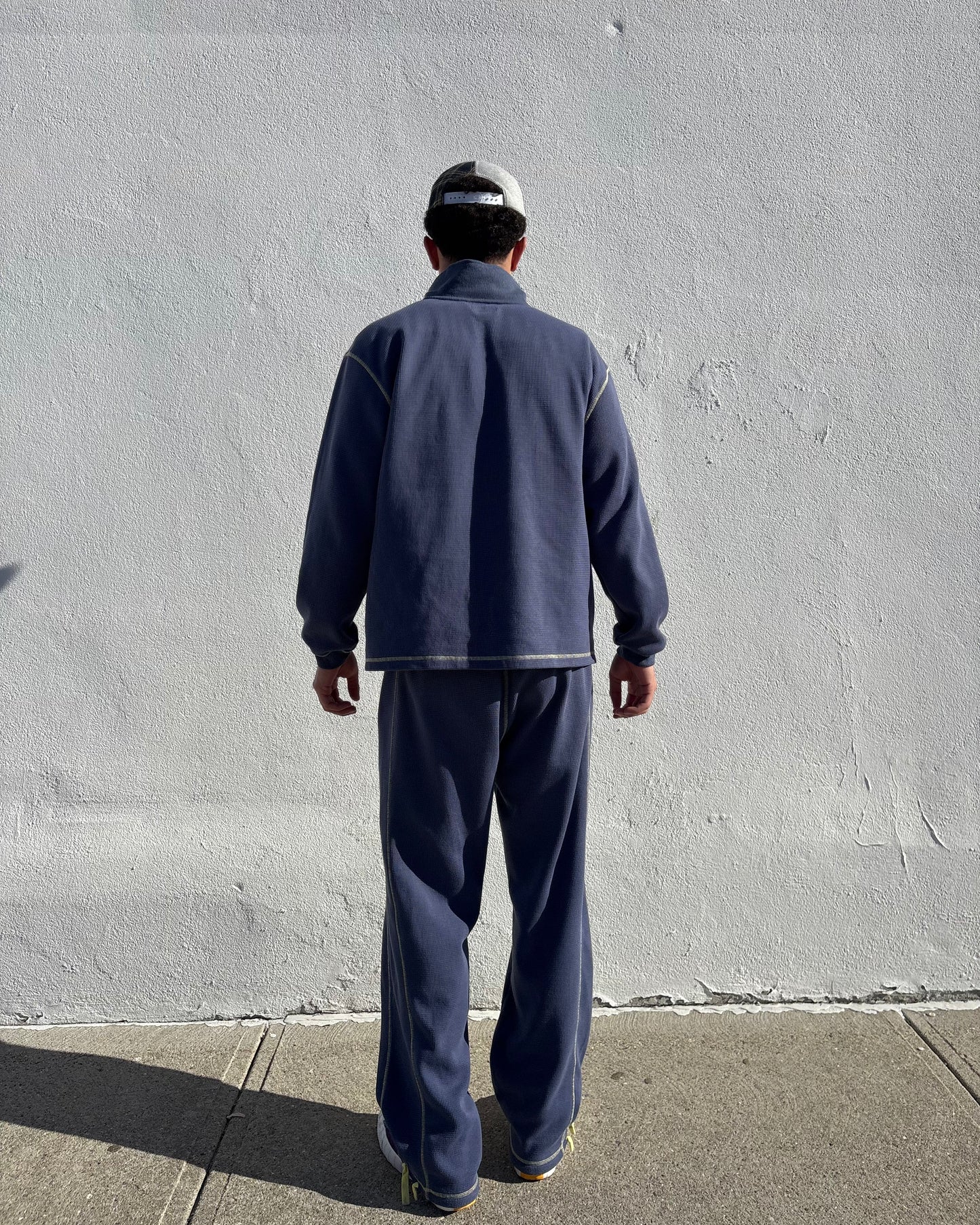 Blue Waffle Knit Quarterzip